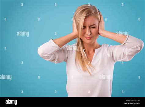 Lovely Blonde Wearing White Blouse Stock Photo Alamy