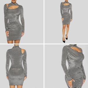 Naked Wardrobe Dresses Nwt Naked Wardrobe Houndstooth Long Sleeve Velvet Mini Dress L Poshmark