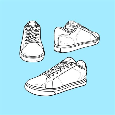 Premium Vector | Shoes drawing black and white illustration