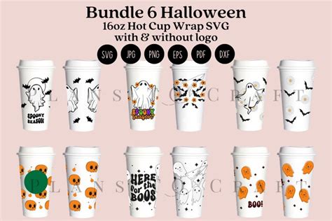 Bundle Halloween Starbucks 16oz Hot Cup Wrap SVG