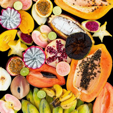 tropical fruits collection  exotic tropical fruits   cut