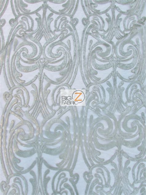 Shop Angel Damask Sequins Sheer Lace Fabric Olive By The Yard Big Z