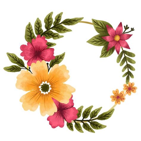Premium Vector Watercolor Floral Circular Frame