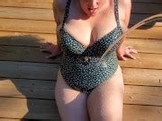 Hot Milf Wife Gets Her Curvy Body Drenched In Water Showing Off Her New Bathing Suit Stacey G