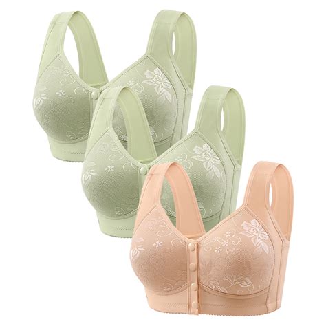 ALLLIST Front Closure Womens Bras Pack Push Up Lingerie Gray Cozy Embroidered Bralette Womens