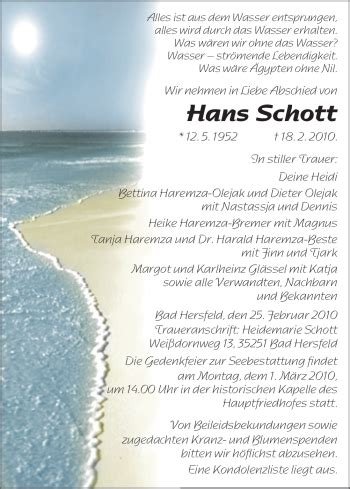 Traueranzeigen Von Hans Schott Trauer Hersfelder Zeitung De