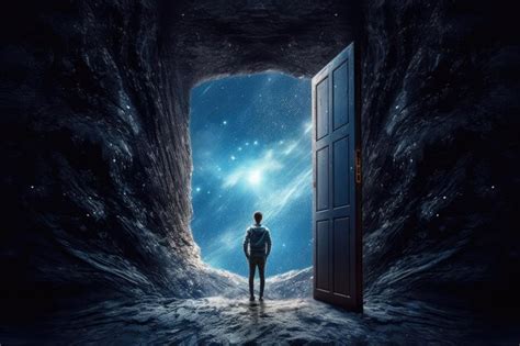Premium Ai Image Businessman Standing In Front Of An Open Door To The