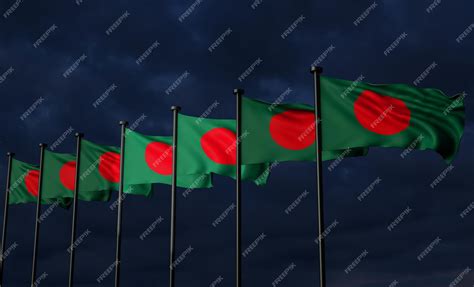 Premium Photo Bangladesh Flags Bangladesh Flag With Dark Sky And