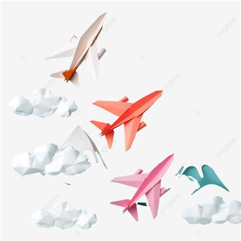 Origami Planes Flying In The Sky Paper Art Style Origami Plane Plane