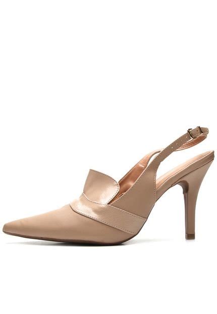 Slingback Scarpin Vizzano Liso Nude Compre Agora Dafiti Brasil