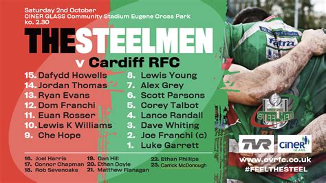 Ebbw Vale Side To Play Cardiff Evrfc