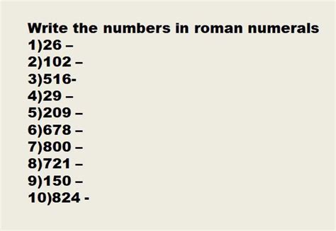 Roman Numerals Worksheet Roman Numerals Numbers In Roman Numbers In