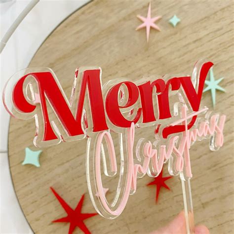 Acrylic Merry Christmas Cake Topper Christmas Cake Etsy