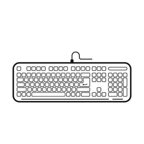 Vector Illustration of a Keyboard with an Outline is Isolated on White. Stock Vector ...