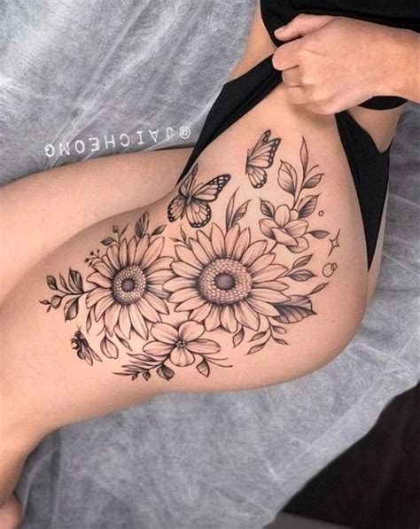 Pin by jhonatas lucas tattoo on referência s Floral thigh tattoos