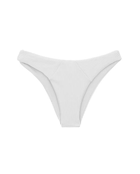 Textured White High Leg Fixed Bikini Bottom Bottom Cotele Branco Lisboa