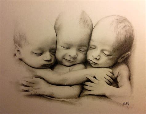 Triplets Drawing By Matthew McCosco