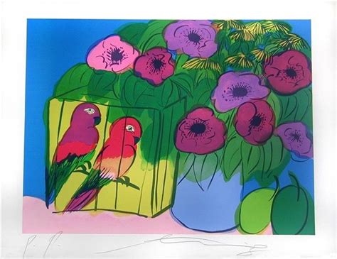 Parrots With Flowers Par Walasse Ting Arte Con Gatos Arte Chino Arte