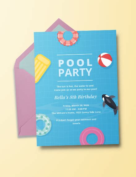 33 Printable Pool Party Invitations Psd Ai Eps Word