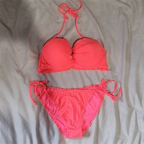 Victoria S Secret Swim Neon Coral String Bikini Set Victorias Secret Poshmark