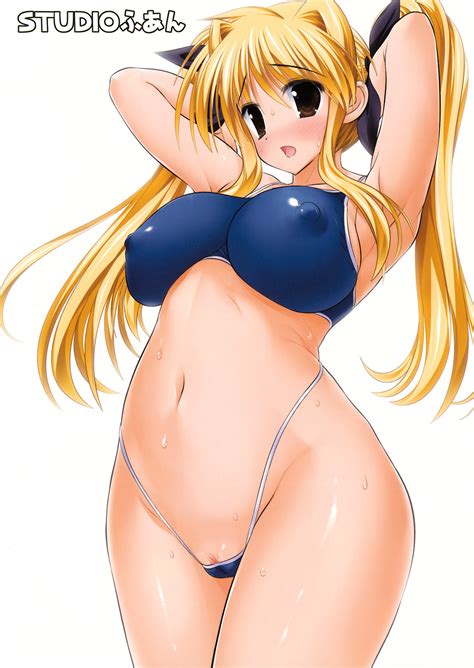 Rule 34 Arms Behind Head Backless Panties Blonde Hair Blush Breasts