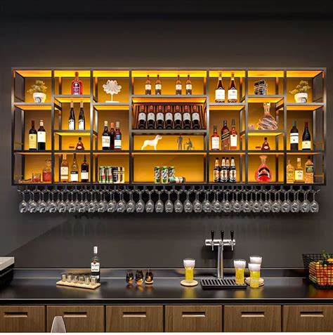 Restaurant Bar Decor Iron/ Aluminium/ Stainless Steel Wine Shelves ...