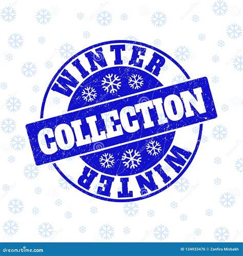 Winter Collection Scratched Round Stamp Seal For New Year Stock Vector