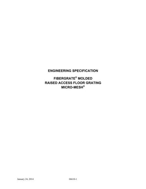 Specifications PDF Fibergrate Composite Structures Inc