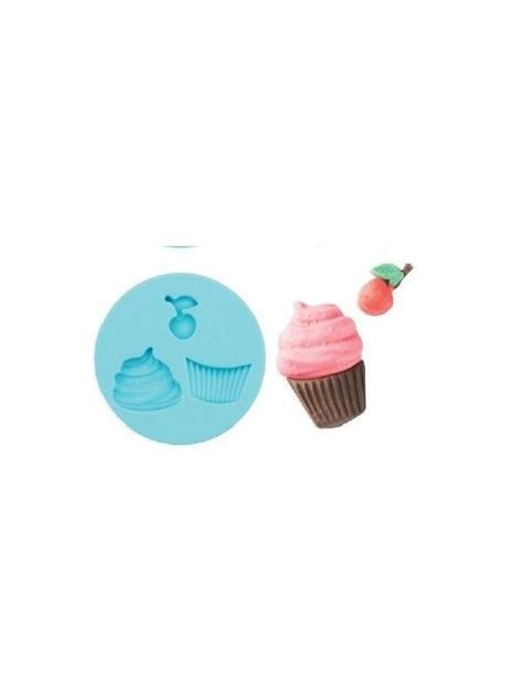 Molde De Silic N Fondant Cupcake Y Cereza Cm