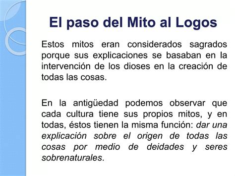 El Paso Del Mito Al Logos PPT