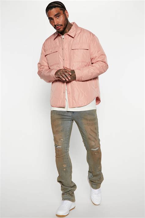 Quilted Nylon Shacket Pink Fashion Nova Mens Jackets Fashion Nova