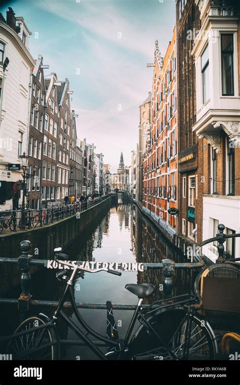 View down an Amsterdam canal Stock Photo - Alamy