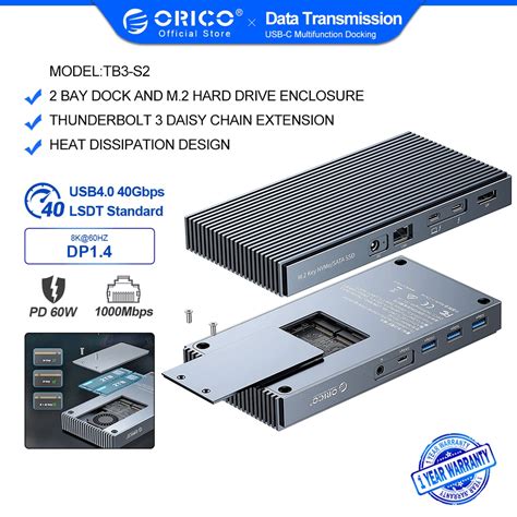 Orico Usb C Thunderbolt Hub Docking Multifuncional M Capa Nvme