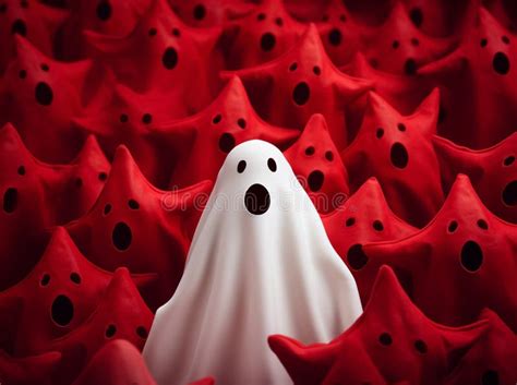scary white ghost  red background stock illustration illustration