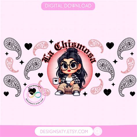 La Chismosa Chibi Style Latina Oz Glass Can Wrap Png Chicana Glass Can Mama Chingona Latina