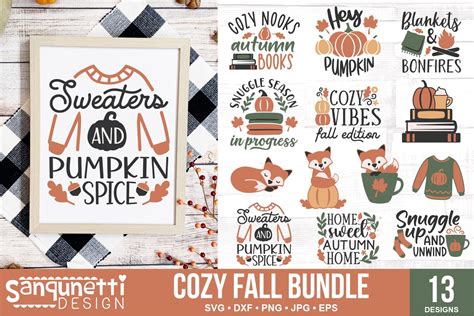 Cozy Fall SVG Bundle Illustration Par Sanqunetti Design Creative Fabrica