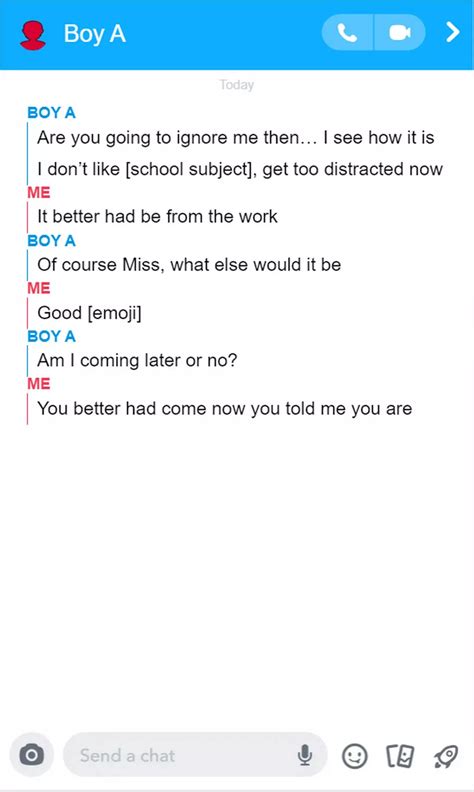 Teacher's disturbing Snapchat messages and letters sent to pupils she