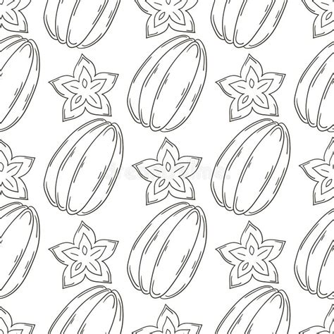 Coloring Seamless Pattern With Tropical Fruits Illustration In Hand