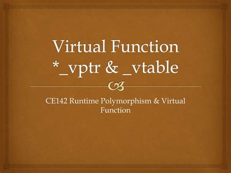 Virtual Function In C Pure Virtual Function Ppt