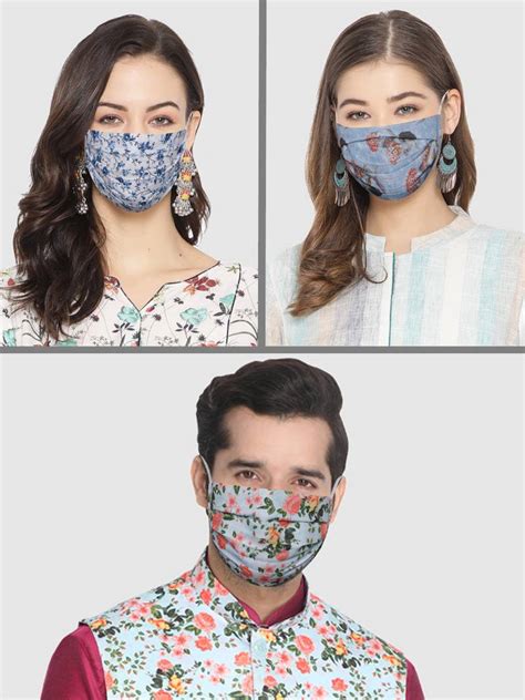 Pack Of 3 Floral And Abstract Printed Reusable Anti Comfortable Face