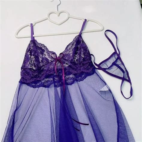 Sexy Lingerie Women Silk Lace Robe Dress Babydoll Nightdress Nightgown Sleepwear 2 Piece Lace