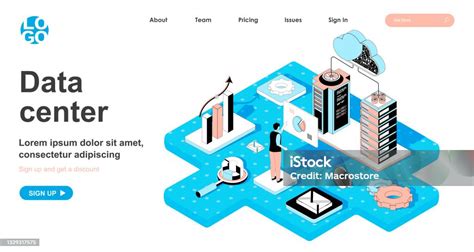 Konsep Isometrik Pusat Data Penyimpanan Cloud Dan Teknologi Komputasi