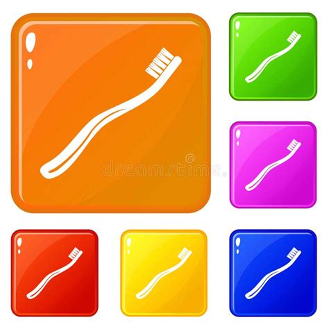 Toothbrush Icons Set Vector Color Stock Vector Illustration Of