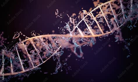 Futuristic Abstract Glittering Double Helix Dna Biological