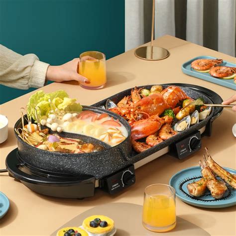 V Removable Electric Hot Pot Grill In Multifunctional Hotpot Cooker Barbecue Frying Pan