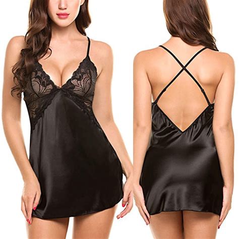 Whlbf Pyjama Set For Women Clearance Lingerie V Neck Nightwear Satin Sleep Lace Chemise Mini