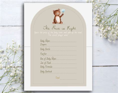 Baby Shower Games Bundle Nude Teddy Bear Theme Minimalistic Etsy