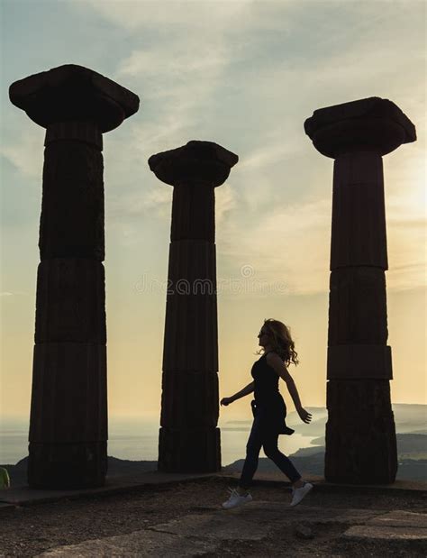 Silhouette Of The Blonde Girl Stock Photo Image Of Beautiful Jump