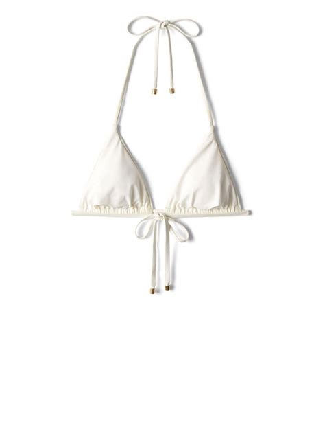 Jimmy Choo Ariah Logo Print Bikini Top White FARFETCH
