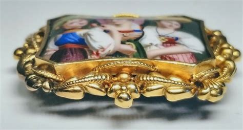 Antique 19th Century Swiss Enamel Victorian Portrait Gem